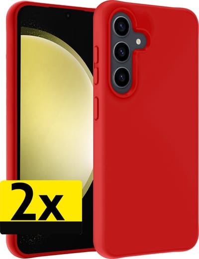 Hoesje - 2 Stuks - Geschikt voor Samsung Galaxy S23 FE - Sterk & Shockproof - Case Siliconen - Back Cover - Telefoon Hoes - Telefoonhoesjes - Rood