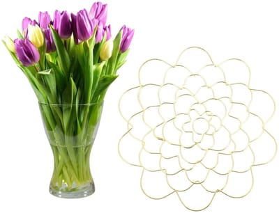 BRENZOOS- Stengelhouder 12 cm - Bloemenstandaard - Bloemenrooster - Bloempotorganizer - Goudkleurig - Duurzaam ontwerp