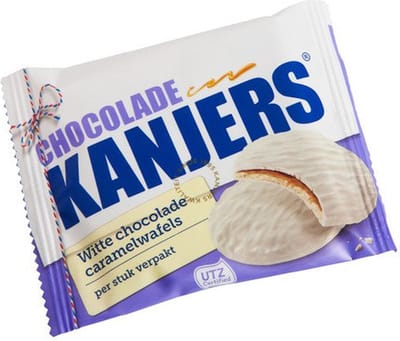 Kanjers | Witte Choco Caramelwafels | 24 x 45 gram