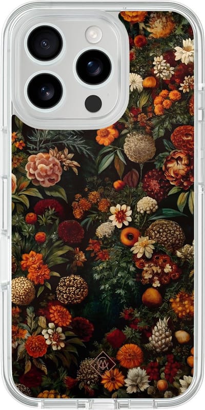 Casimoda® hoesje - Geschikt voor iPhone 16 Pro - Exotic Garden - 2-in-1 case - Schokbestendig - Bloemen - Verhoogde randen - Multi, Transparant