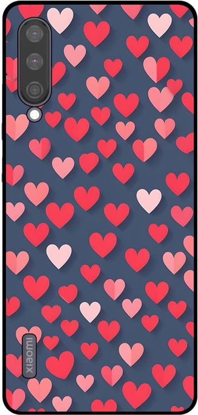 Smartphonica Telefoonhoesje Geschikt voor Xiaomi Mi A3 met Roze en Rode Hartjes Opdruk - TPU Backcover Case With Rosé and Red Heart Design geschikt voor Xiaomi Mi A3