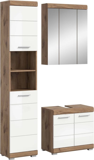 Wave badkamercombinatie wit hoogglans MDF TZ Nox Eiken NB - 34x112x191cm