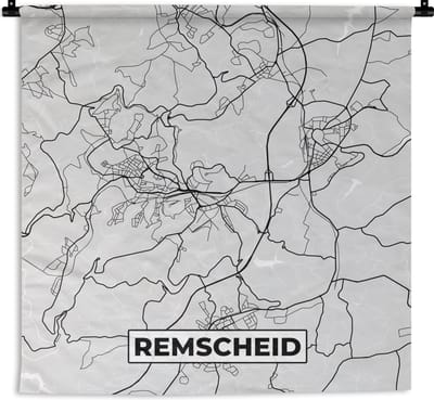Wandkleed - Wanddoek - Remscheid - Plattegrond - Kaart - Stadskaart - 180x180 cm - Wandtapijt