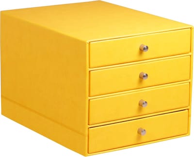 Bureau Opbergorganizer - Opbergdoos Lades - Kantoor Organiseren - Italiaans Kunstleer - 248 x 327 x 228 cm - Narcis Geel