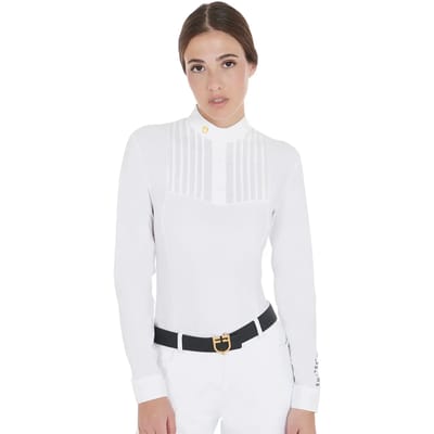Dames poloshirt met lange mouwen van katoen voor paardrijden Equestro