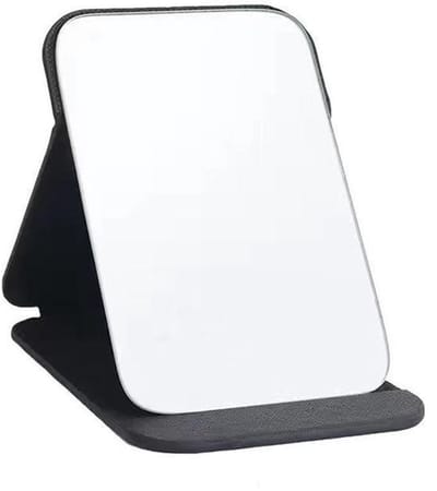 Opvouwbare Tafelspiegel | Met PU-leder | Make-upspiegel | Draagbare reisspiegel | Met standaard | Draagbaar | Geschikt voor kantoor, make-uptafel | Compact en praktisch | Stabiel op tafel | Duurzaam en elegant - 15,5 x 20,5 cm