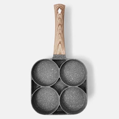 Koekenpan met vier compartimenten en antiaanbaklaag - 34x18 cm - Geschikt voor alle kookplaten