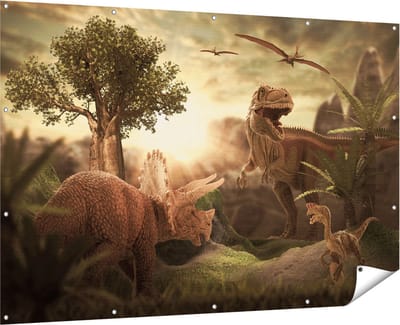 Gards Tuinposter Dinosauri�rs in de Natuur - Dino's - 180x120 cm - Tuindoek - Tuindecoratie - Wanddecoratie buiten - Tuinschilderij