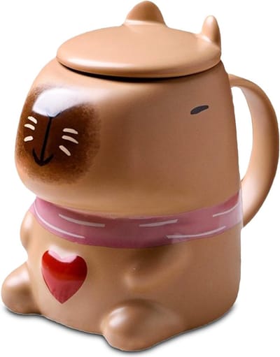 Leuke Capybara Koffiemok met Deksel, 3D Keramische Mokken, Origineel Cadeau voor Familie en Vrienden, Ideaal voor Thee en Koffie, Kawaii Design