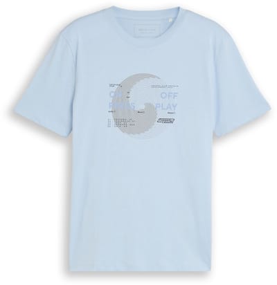 Tom Tailor Denim - T-shirt met print - Maat M - Light Metal Blue
