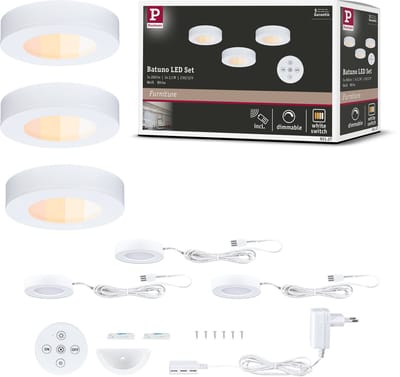 LED-onderkastverlichting Batuno 3x2,1W 70 mm 3x180lm 230/24V Wit
