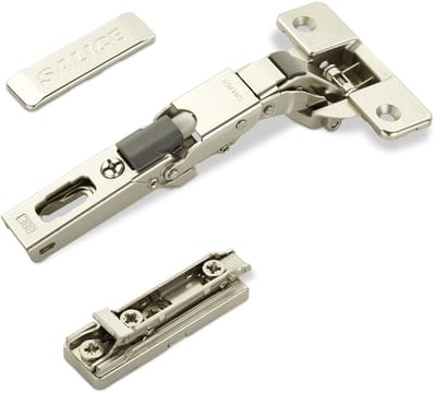 2 x Salice universeel potscharnier 110° Boorbeeld T48 met demping met lineaire montageplaat Hoogte 3 mm excentrische aanpassing, Afdekking voor scharnierarm
