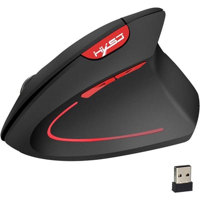 HXSJ draadloze muis Verticale muizen Ergonomische oplaadbare 3 DPI optionele verstelbare 2400 DPI muis 11.3*8*6.2cm zwart