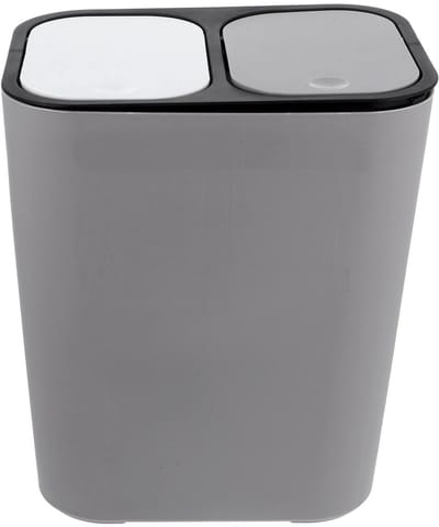 Dailygoods- Afvalemmer met klapdeksel - Dubbele Vuilnisemmer - Kunststof Afvalemmer - Recyclingcontainer - Papiermand - Compacte Afvalbak - Vuilnisbak