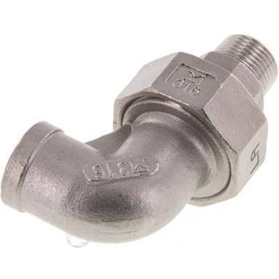 90° L-Koppeling Aansluiting 3/8'' Buitendraad R X Binnendraad Rp RVS Conische Afdichting 16bar