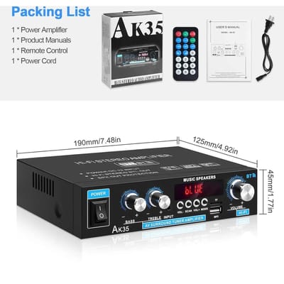 AK35 800W Home Versterker 2 Kanaals Bluetooth 5.0 Surround Sound FM USB Afstandsbediening Mini HIFI Digitale Stereo Versterker