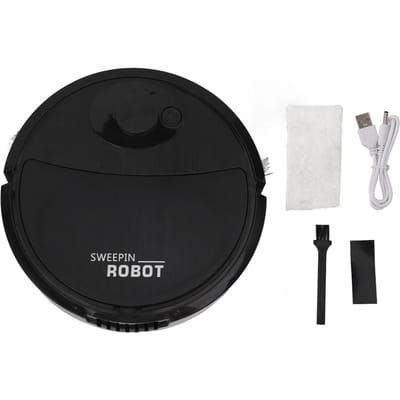 Robotstofzuiger Balck Smart Veegrobot 3 in 1 Sterke Zuigkracht Zwenkwiel Mini Dweilen