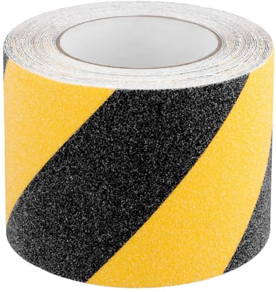 Non-slip strips in zwart en geel, anti-slip tape, 100 mm x 10 m, ideaal voor trappen binnen en buiten, veilig en duurzaam