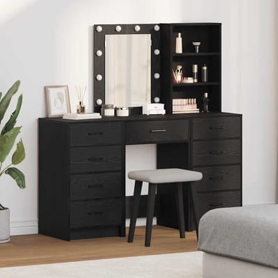 vidaXL - Kaptafel - 3 - st - Zwart - 40 - x - 41 - x - 135 - cm - Bewerkt - hout