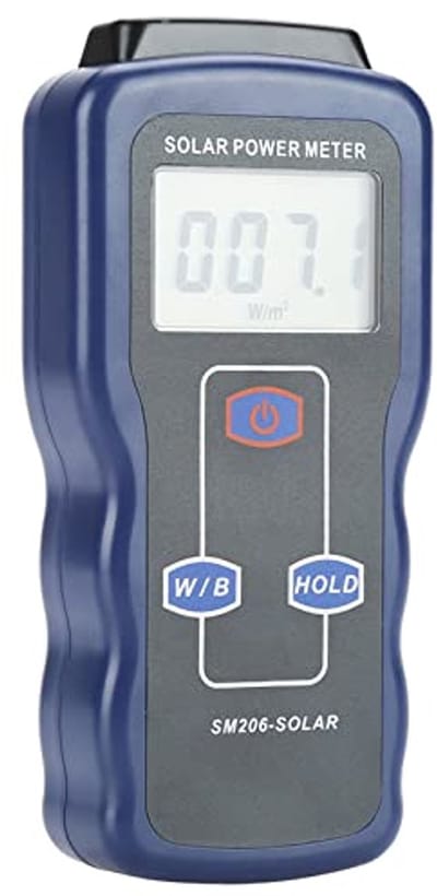 Zonne-energiemeter - Lichtmeter Strålingsmeter - Energieonderzoek Landbouw - Nauwkeurige Meting - 1999.9 W/m² - Grijs