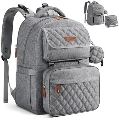 Luierrugzak Expandable 29L-45L - Grote Baby Bag voor 2 Kinderen, Met Verwijderbare Fleshouder, Stijlvolle Luiertas