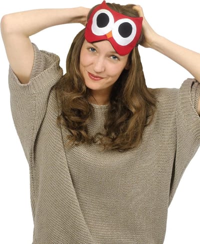 Lichtdicht slaapmasker met koelkussen en verwarmend oogmasker van katoen - rood uil design - geschikt als reiscadeau voor vrouwen, kinderen en meisjes