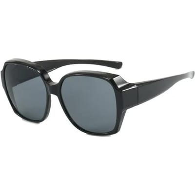 Rijbril Cover Zonnebril Over Bril Pasvorm Wrap-around Zonnebril Vierkante Tinten UV400 Bescherming Oogbescherming voor Mannen Vrouwen gray
