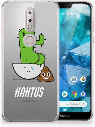 Nokia 7.1 Telefoonhoesje met Naam Cactus Poo