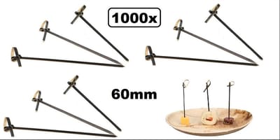 1000x Knoopprikker Bamboe 6cm - Knoop prikker BBQ food hapjes festival thema feest