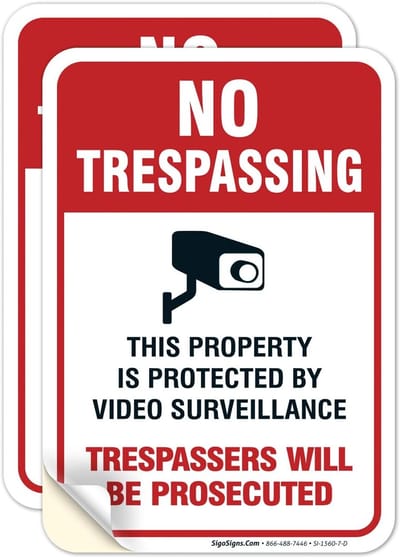 Videobewaking Bord - Camera Bord Sticker - Veiligheid Aangeven - Weerbestendig Vinyl - 10 x 7 Inch - Zwart
