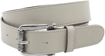 Dames riem beige - Basic leren riem 4cm met zilver-zwarte gesp - Leer - Basic riem - Sportief - Maat 100