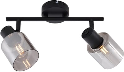QAZQA cilin - Moderne Plafondspot | Spotje | Opbouwspot - 2 lichts - H 18.5 cm - Zwart - Woonkamer | Slaapkamer | Keuken