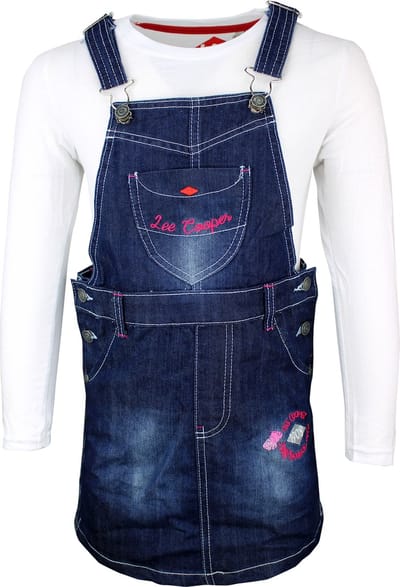 Lee Cooper Jurkje Lee Cooper denim donkerblauw Kids & Kind Meisjes Wit, Blauw - Maat: 110/116