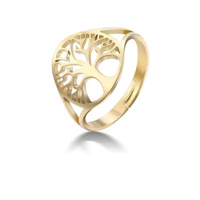 WeLoveSilver - chirurgisch stalen ring - tree of life - goudkleurig