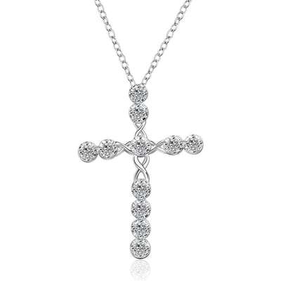 925 Sterling Zilver Bruiloft Charms Vrouwen Dame Nobele Kristal Ketting Mode Sieraden Klassiek Kruis Leuk Cadeau white