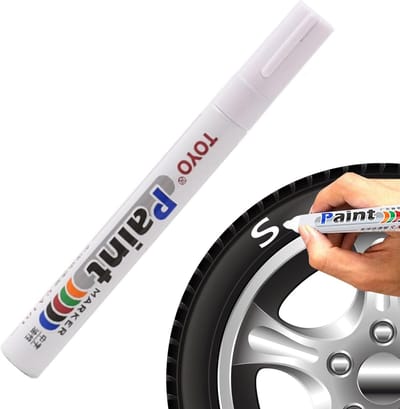 Bandenmarkeringspen - Lakstift banden - Auto bijwerken - Soepele inktuitvoer - 1475 cm - Wit