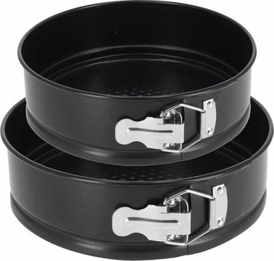 Gerim Taarten bakken bakvorm/spring vorm Kitchen Pro - metaal - anti-aanbak laag - zwart - 2 stuks