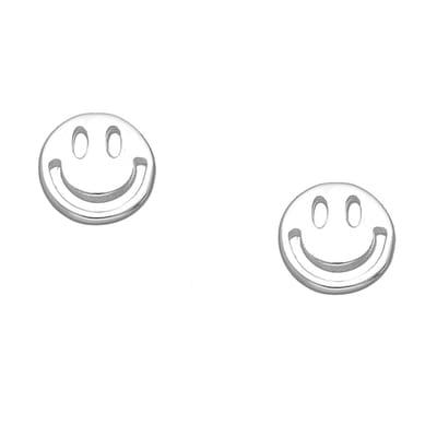 EAR IT UP - Oorbellen - Smiley - Push back oorknopjes - 925 sterling zilver - 5,5 mm - 1 paar