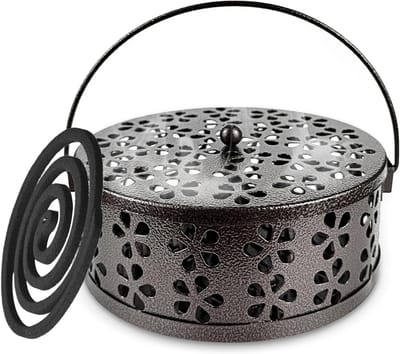 Draagbare metalen houder voor insecten spiralen, ideaal voor woonkamer en slaapkamer, met handvat en stijlvol design