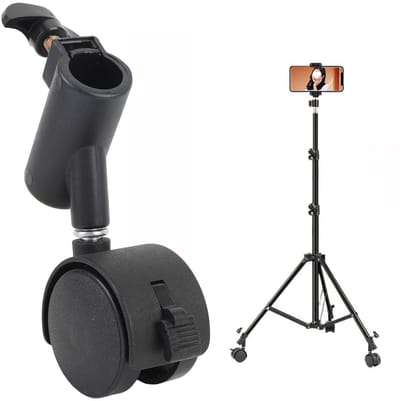 Dailygoods- Lichtstandaardwielenset 360° Roterend - Zwenkwielen Set van 3 - Stil en Soepel Rollen - 16 Mm Montagediameter - Handige Installatie - Wielen