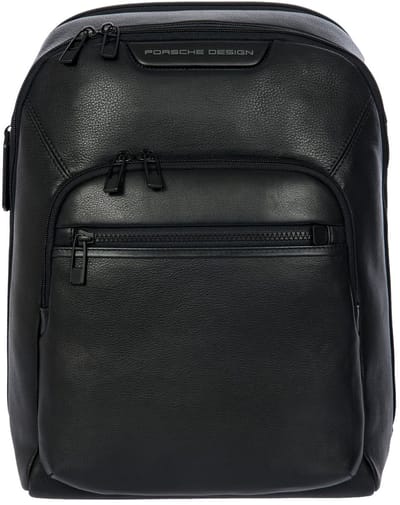 PORSCHE DESIGN Leren vrijetijdsrugzak rugzak met laptopvak Roadster Evo Backpack Black zwart