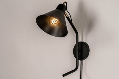Lumidora Wandlamp 73811 - Voor binnen - NELSON - E27 - Zwart - Metaal
