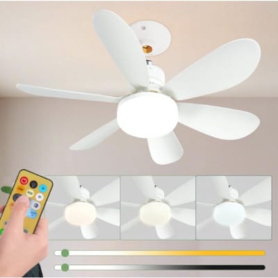 Plafondventilator 40W Ø 52 cm - met Verlichting en Afstandsbediening - Geschikt voor E27 lamphouder - 3 Dimbaar en snelheden - stille - voor Slaapkamer Keuken Woonkamer