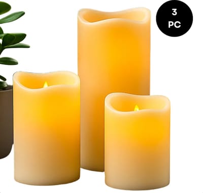 Lomera LED Kaarsen Set - Bewegende Vlam - Realistische Kaarsen - Timer Functie - Geschikt voor Buiten - Afstandsbediening - Ivoor Kleur - Warm Wit Licht - Batterij Kaars - 3 Verschillende Hoogtes - Ip44 - Elektrische Kaarsen - LED Kaars
