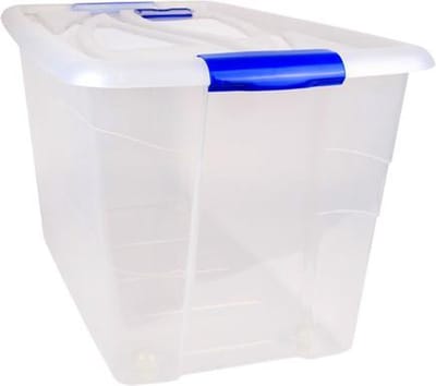 Hega Hogar Opbergbox - Wieltjes - 90 l - Transparant