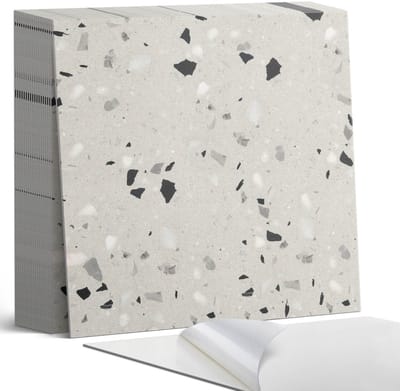 Coloray Plaktegels - Patroon met kleine fragmenten Zelfklevende Tegels - 20 cm x 20 cm - Grijs Plaktegels - 20 stuks - Vierkant PVC Tegels - Plaktegels Badkamer - Plaktegels Vloer - Vinyl Tegels Zelfklevend - Wandtegel Zelfklevend