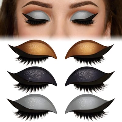 Lazy Eye Shadow Wimper Stickers, Wimper Stickers met Valse Wimpers en Schaduw, Eyeliner, 3-in-1 herbruikbare oog make-up stickers voor dagelijks woon-werkverkeer, Dating, Party, Prom (Goud/Zilver/Zwart)