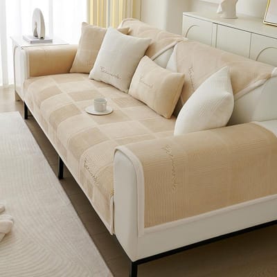 Nouvelles Housses de Canapé Douces de Luxe Tapis pour Animaux et Enfants Serviette pour Canapés Protecteur de Canapé Antidérapant Housse Amovible Couverture de Canapé Pour Salon 70x70cm 1pc beige