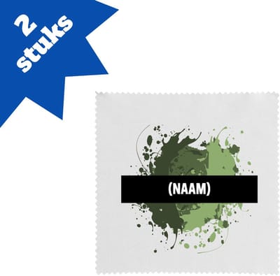 Akyol - groene verfvlek met eigen naam brillendoekjes - Kunst - kunstenaars/kunstenaressen - verjaardag - mensen die houden van verven - kunst liefhebbers - cadeau - kado - geschenk - gift - 17,8 bij 17,8 cm - 2 stuks