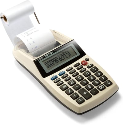 Rekenmachine Printer - Desktop calculator - Kostenberekening - 12 cijfers LCD - 2 regels/sec - Zwart